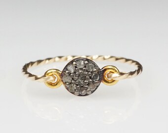 Rough Diamond Ring . Pave Gold Band by SHAZOEY . Australian jewellery . diamond jewellery . statement ring . oxidised ring