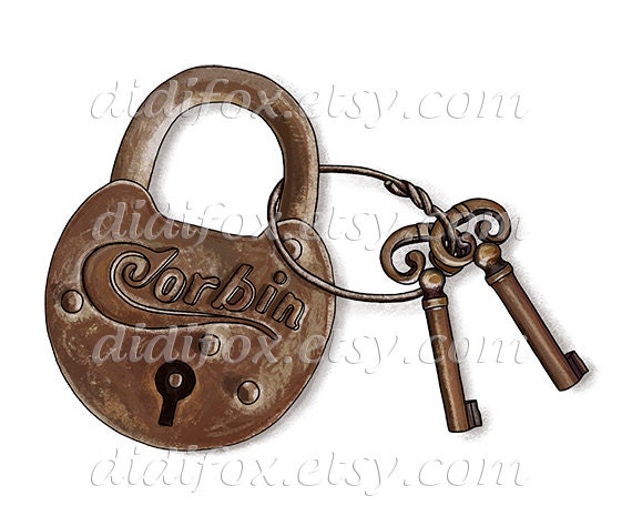Rusty Metal Vintage Lock with Keys Printable Digital by DidiFox