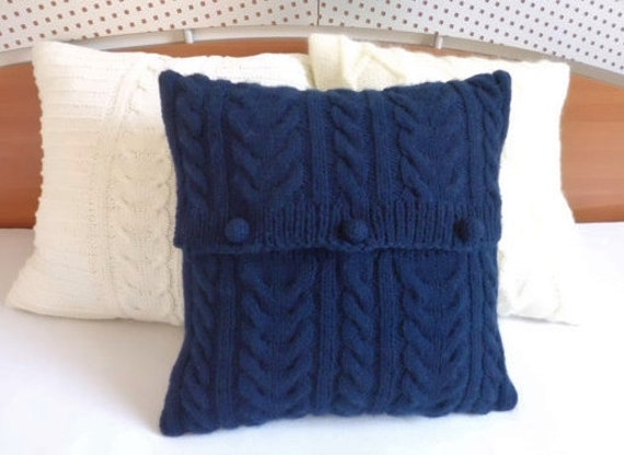 pillow x cover 24 14 Knit Pillow Navy Pillow Blue Throw Cover Custom by