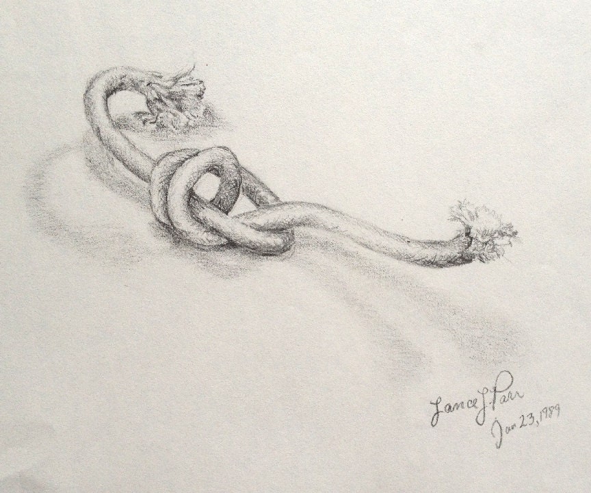 Pencil Drawing of a Knotted Rope