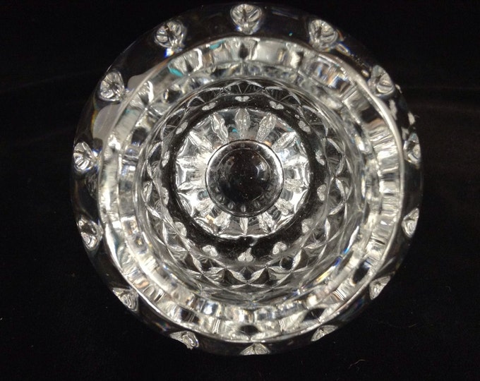 Set 2 Vintage Lead Crystal Glass Candle Holders Round Orb Shaped