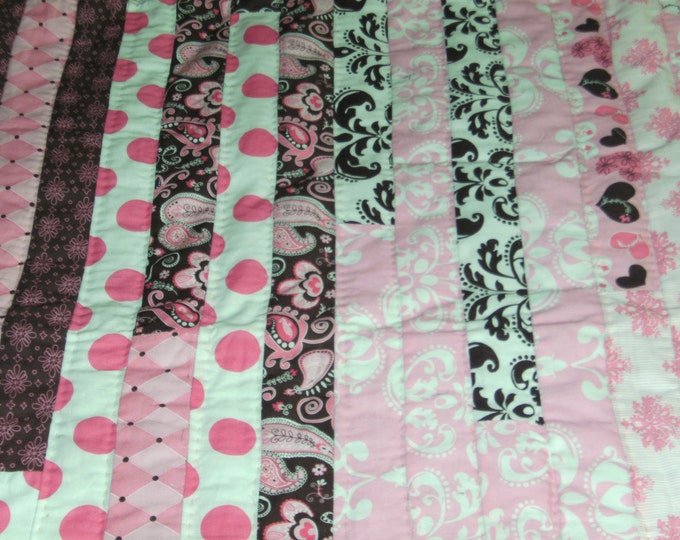 Jelly Roll Throw Quilt , Colorfu lap quilts, and Bed Cover Quilts