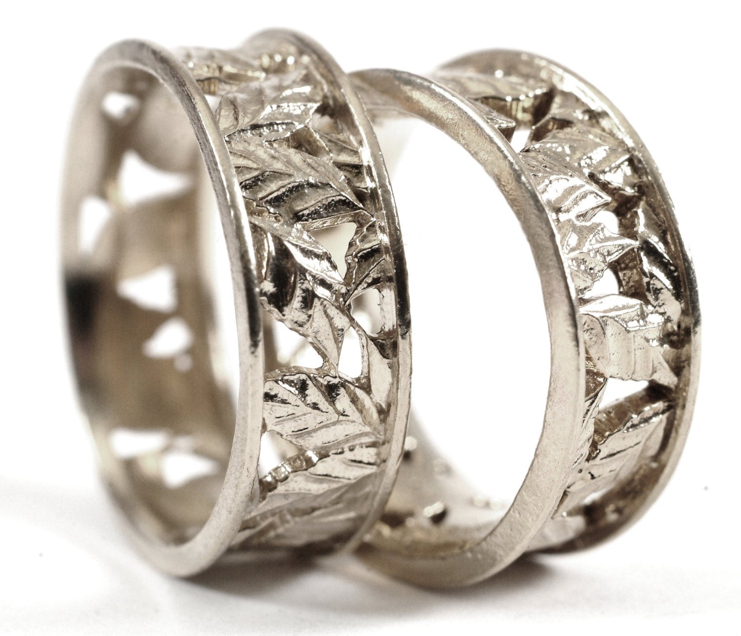 Leaf Ring Wedding Ring Set Custom Made With Cherry Tree Leaves