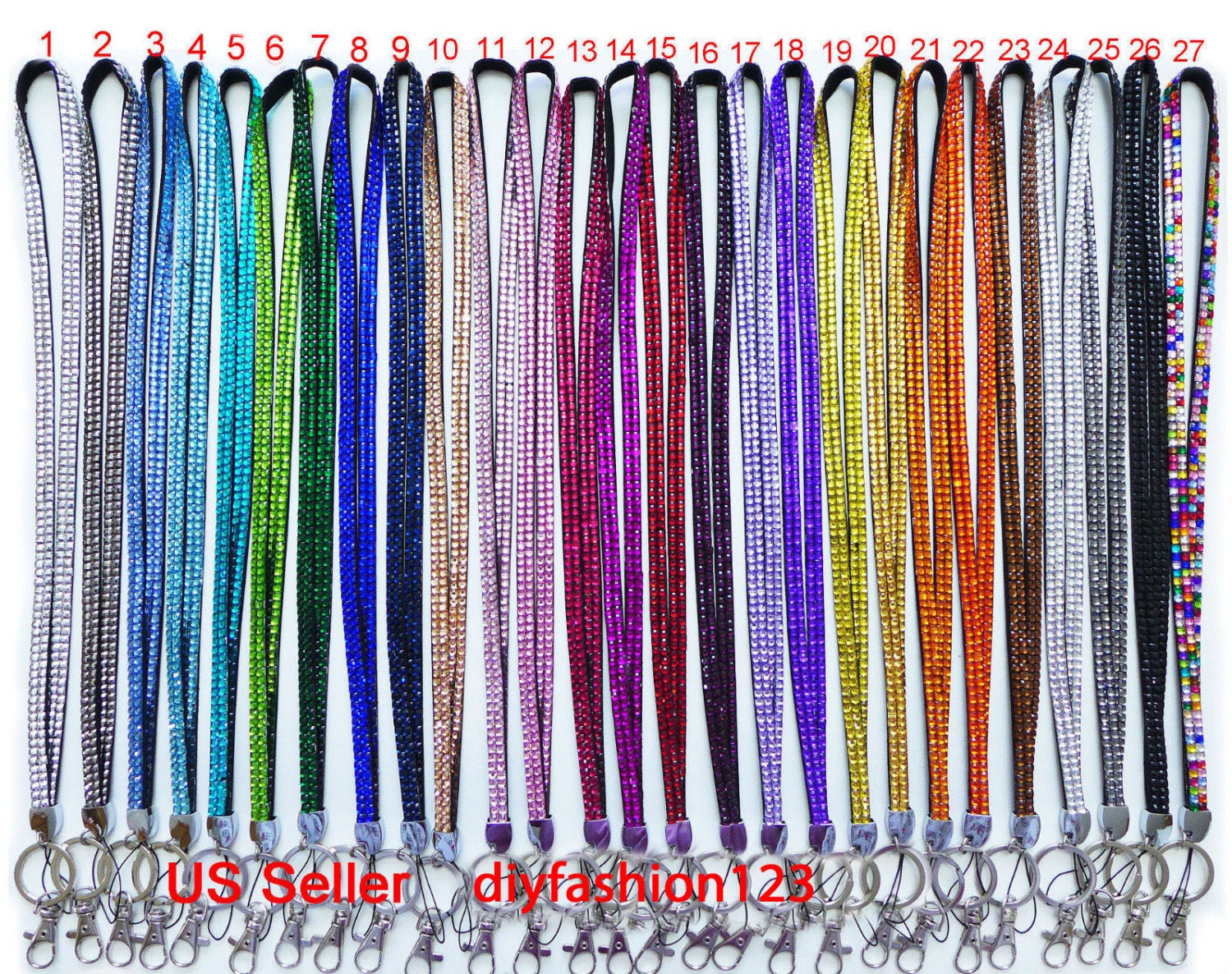 Sale 1 pc New Rhinestone Bling Crystal Lanyard for ID Badge