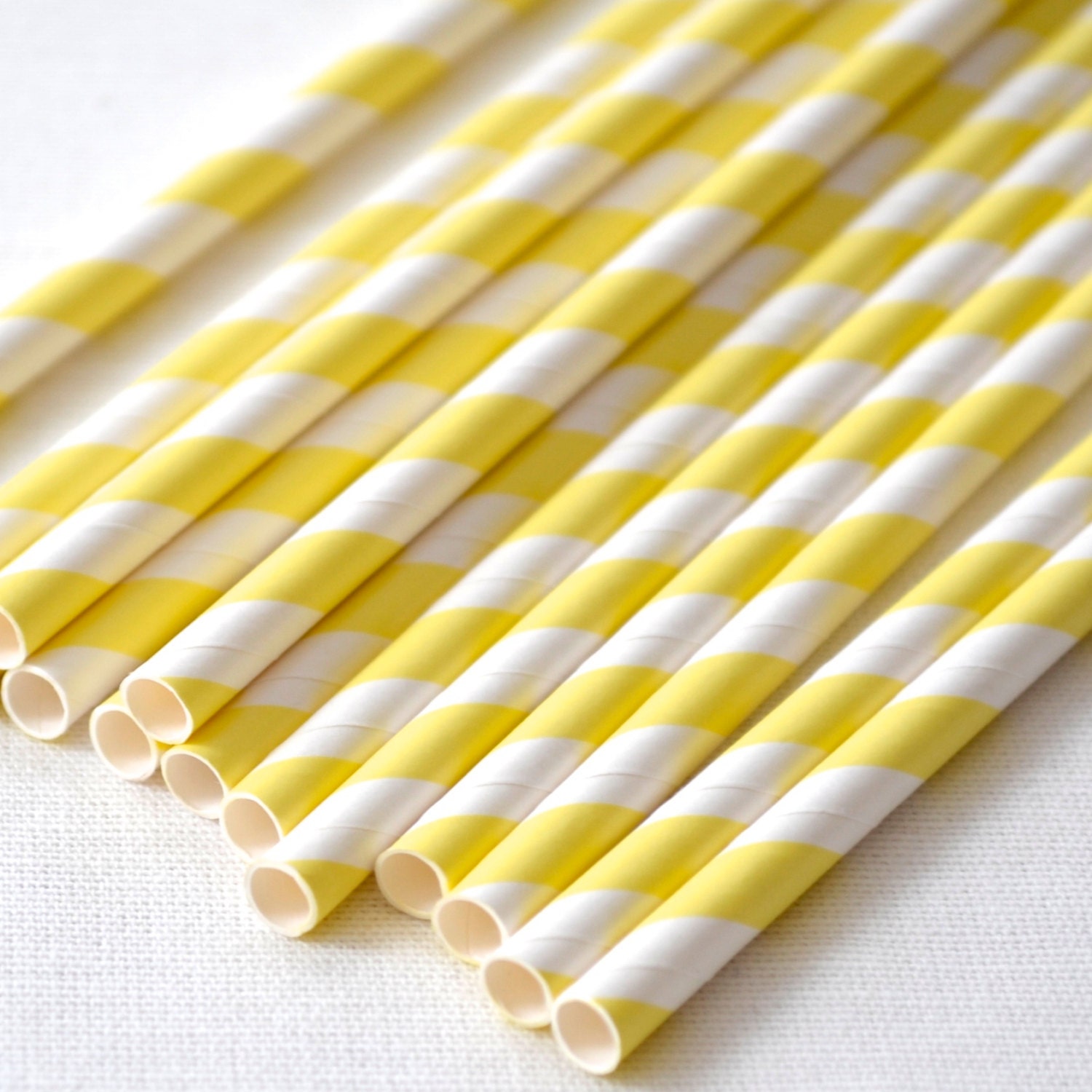 Light Yellow Striped Paper Straws