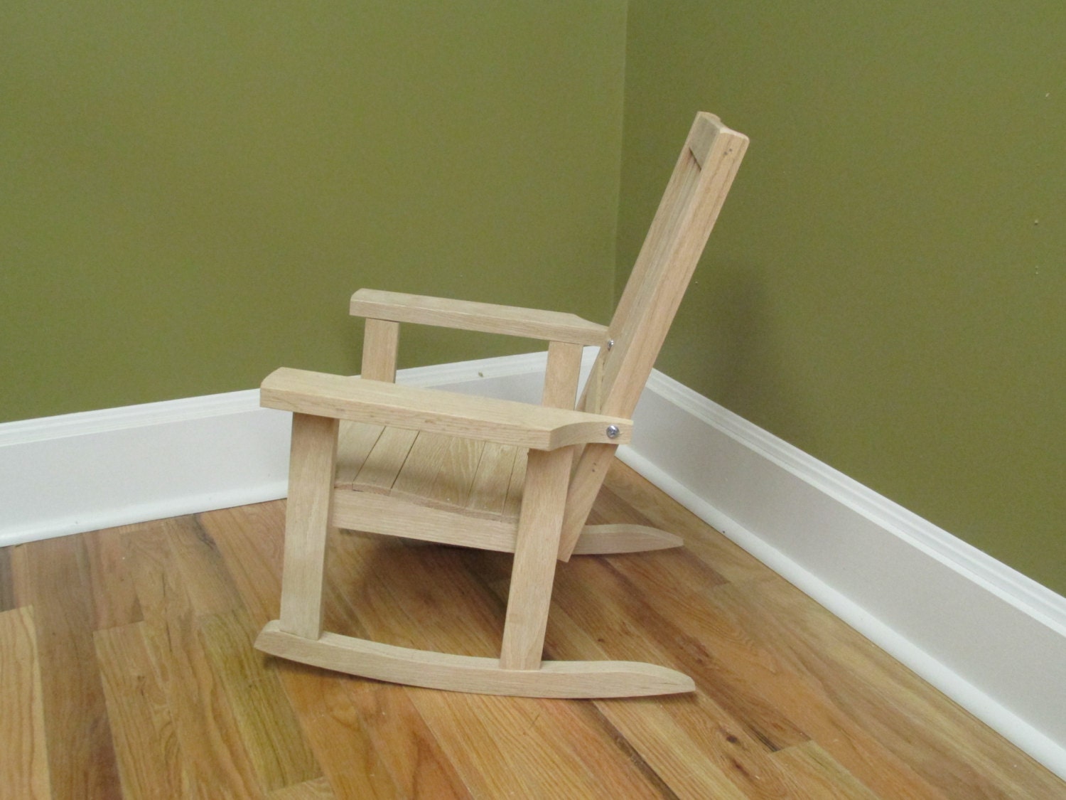 Child'skids oak hardwood rocking chair unfinished