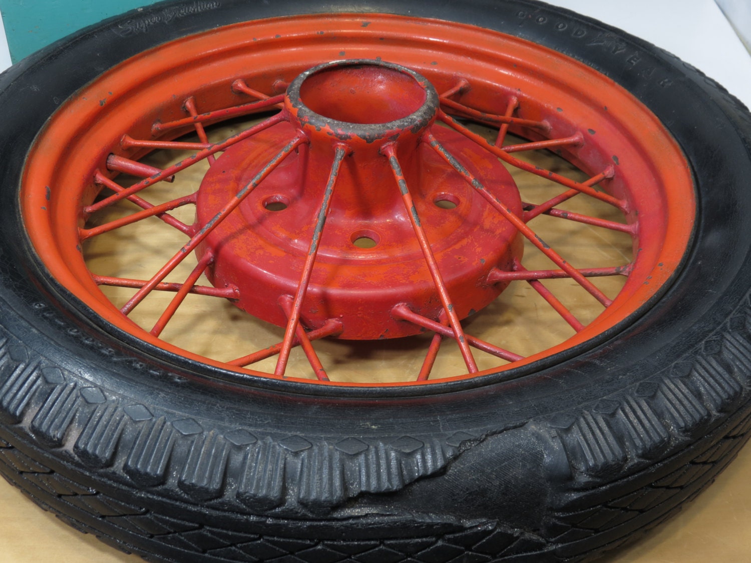 Ford Model A Spoke Wheel with Old Goodyear Super Cushion Tire