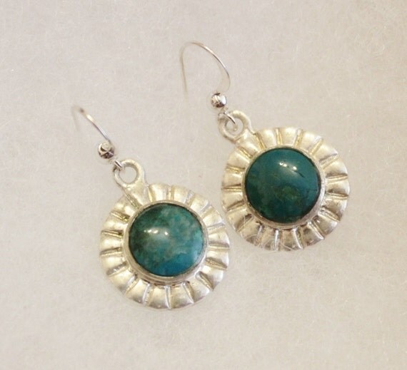 vintage sterling Silver Turquoise earrings by orlysvintageplace