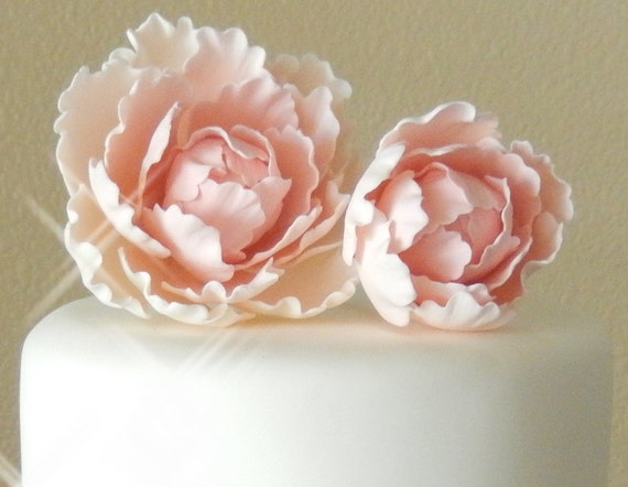 sugar flowers etsy Pink SUGARonTOPsugarart Peony by Set Sugar Wedding Cake Gumpaste