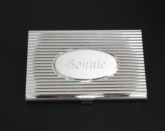 Personalized Business Card Holder. Silver Business Card Case. Monogrammed Card Holder. Engraved Card Holder. New Job. Gift for Him or Her.