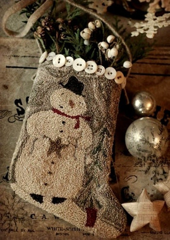 Punch Needle Pattern Winter Stocking