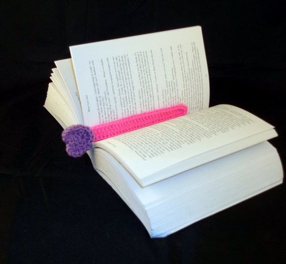 Crocheted Purple Heart & Pink Bookmarks - Set of 3