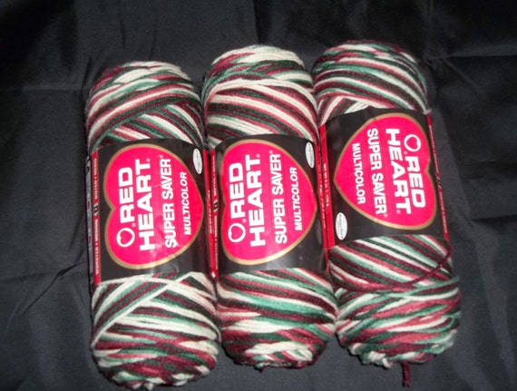 Red Heart Holly & Ivy Yarn - Set of 3 - Christmas Yarn - Acrylic Yarn