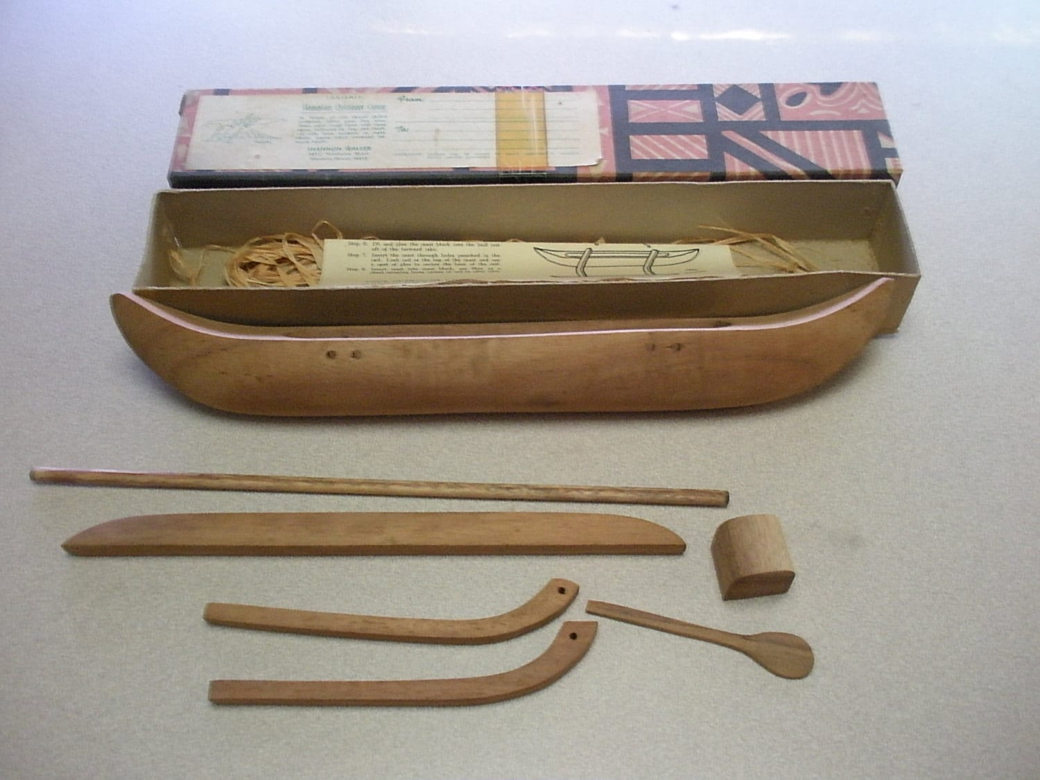 Hawaiian Outrigger Canoe Toy Model w/ Box Vintage Shannon