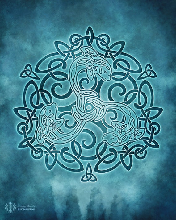 Dancing Dolphins Celtic Dolphins Triskele Knotwork Pagan