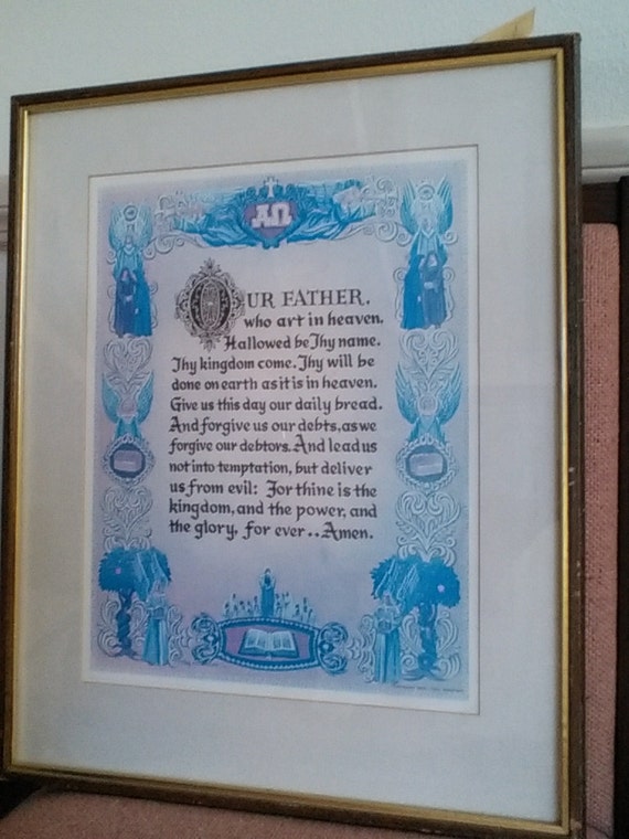 Vintage Framed Lord's Prayer. 78 by ChurchMouseJumble on Etsy