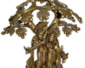 Antique Vintage Handmade Krishna Brass Statue Love Flute God