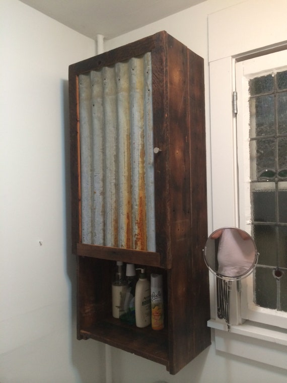 Barn-Wood Medicine Cabinet with Tin Door