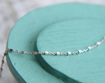 Satellite Chain, Sterling Silver Satellite Chain Necklace, Layering Necklace, Sterling Silver Beaded Chain Necklace, Dainty Satellite Chain