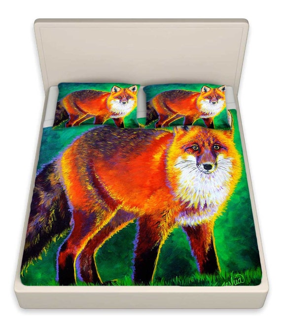 Items similar to Colorful Red Fox Sheets / Sheet Sets ...