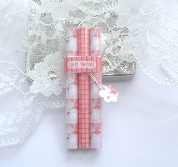 dollhouse christmas gift wrap x 3 rolls by Rainbowminiatures