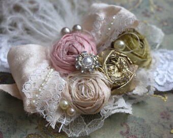 Dancing Butterflies Headband, Vintage Headband, Spring Hair Accessory, Easter, Spring Dresses, Shabby Hair Accessory, Vintage Lace Headband