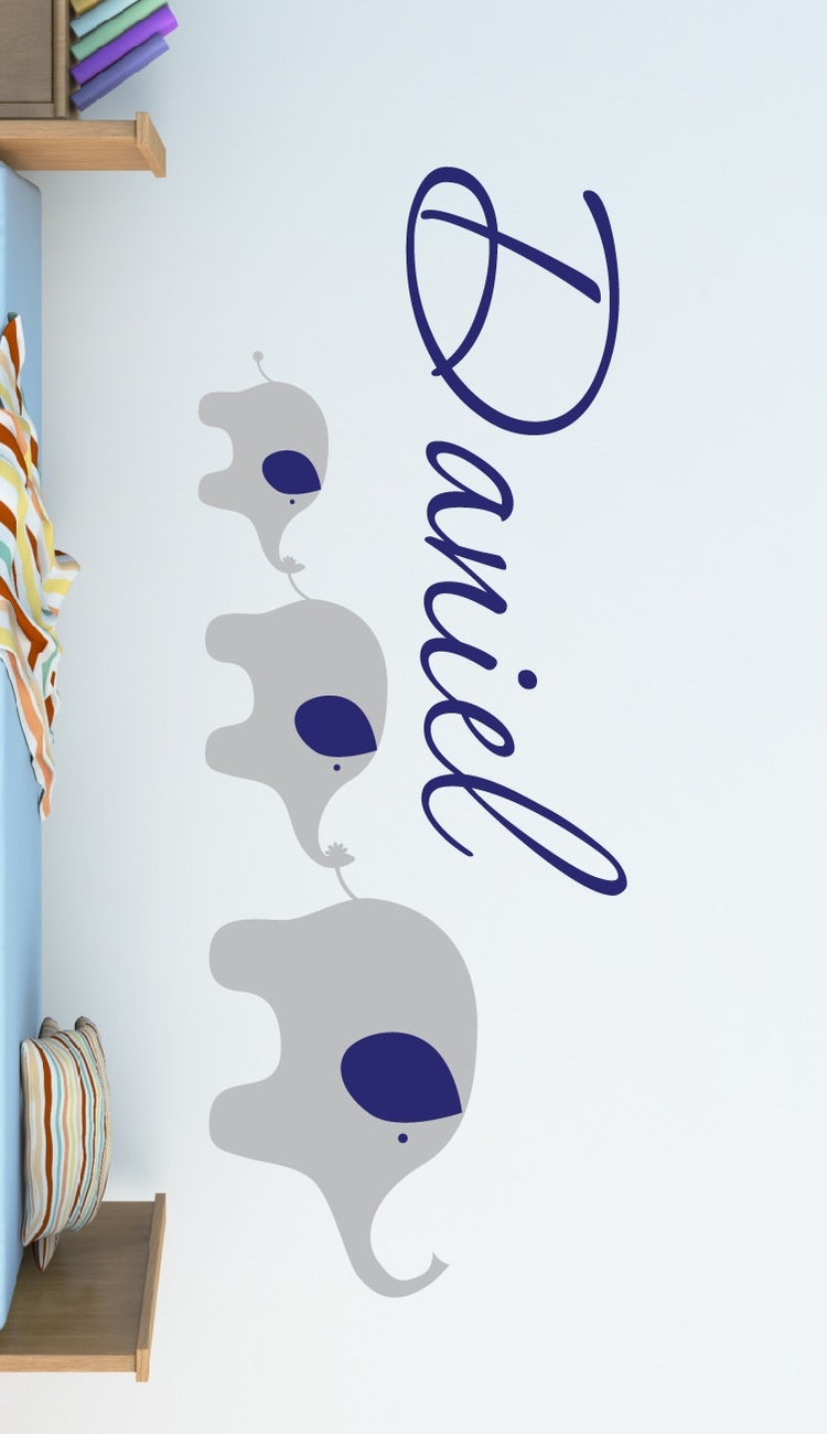 Elephant Wall Decal Boys Name Wall Decal by NewYorkVinyl on Etsy