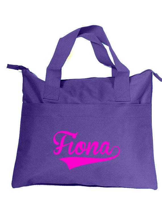 Personalized Kids Tote Bag Purple Canvas Hot Pink Name or Choose your ...