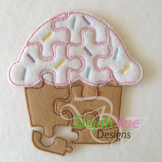Cup Cake ITH Felt Puzzle Embroidery Design by DejahVueDesigns