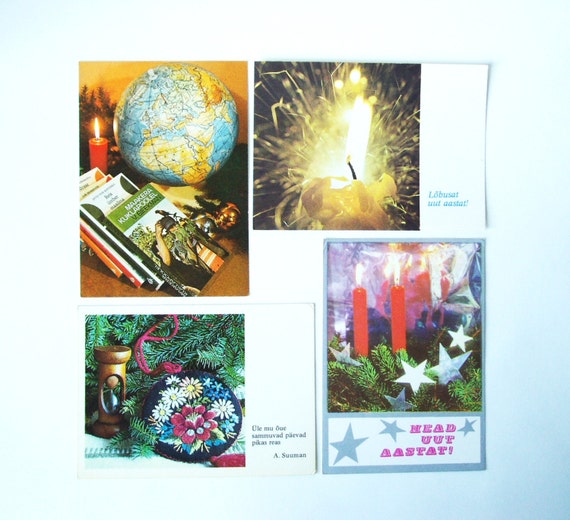 Estonian Postcards New Year Post Cards Vintage Holiday