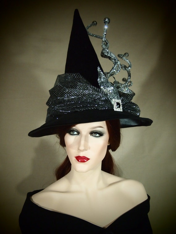 Couture Witch Hat Midnight Glam 20.5 OOAK by EvercrumblyAndWitch