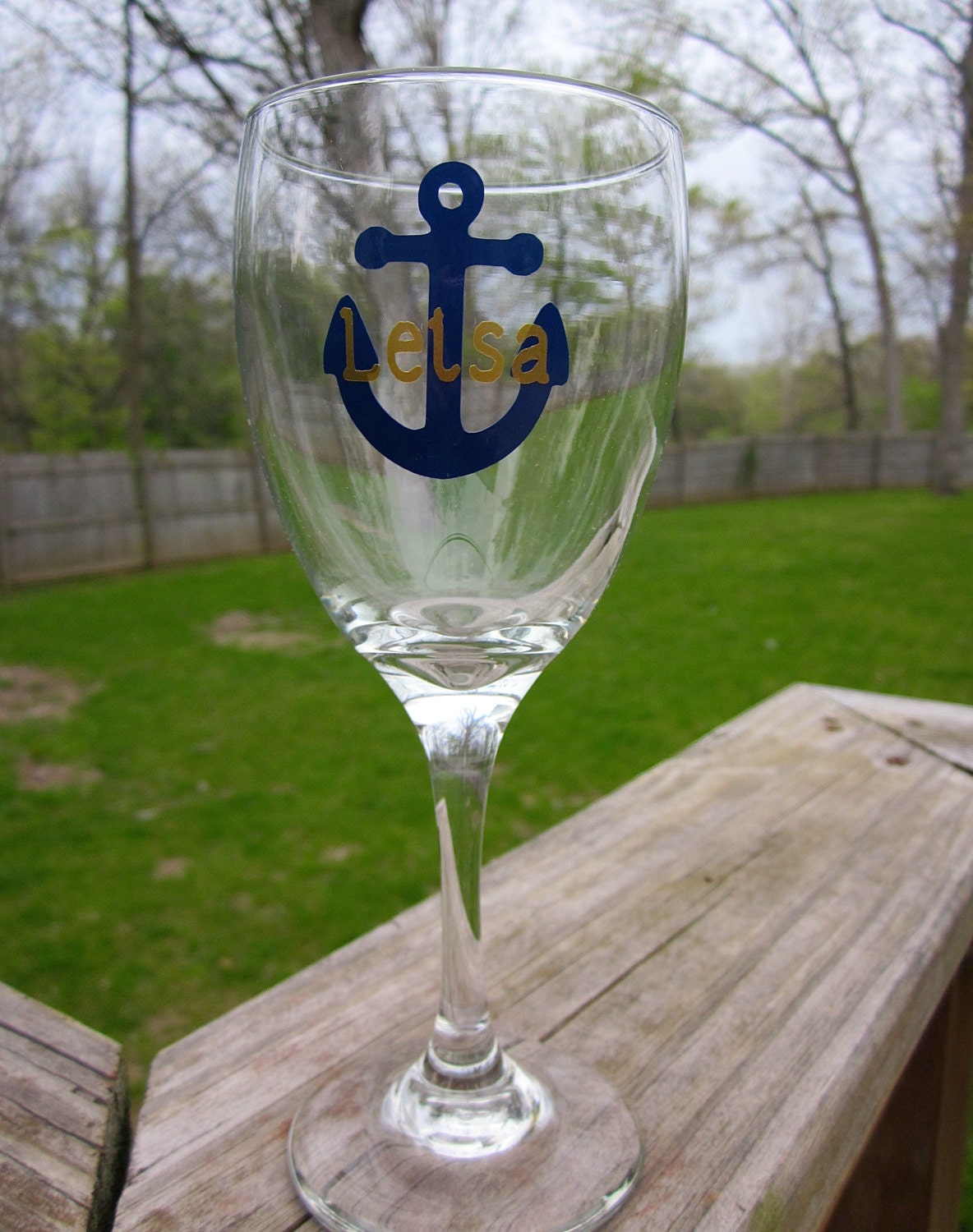 Personalized Wine Glass with Anchor