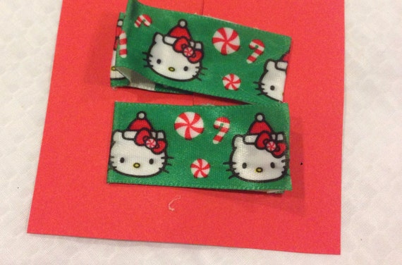 Inspired by Hello Kitty clips, Christmas Hair Clips, Christmas Hair Accessories, holiday barrettes, Christmas clippie set Il_570xn