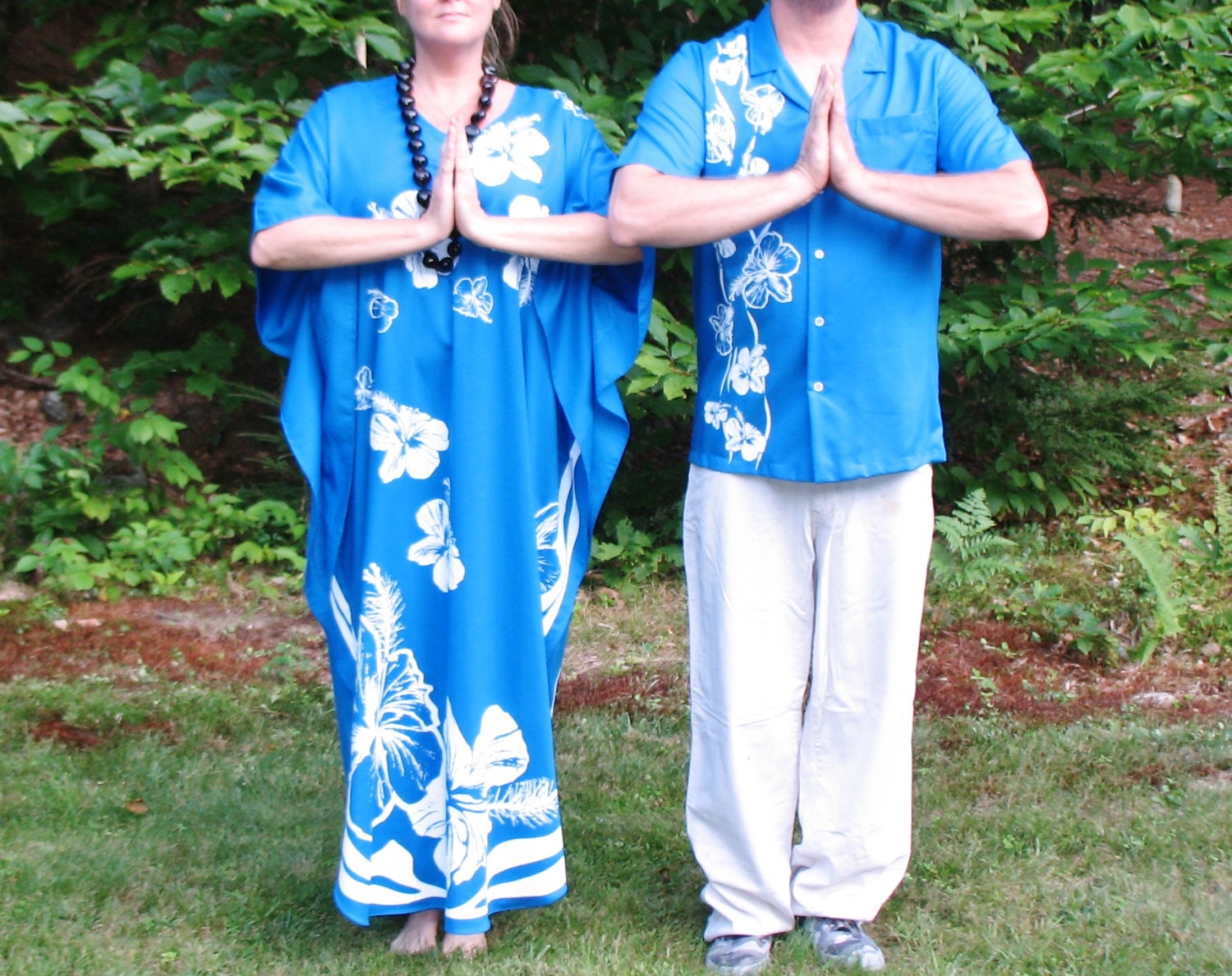 70s Vintage Hawaiian His & Hers Matching Honeymoon Shirt and