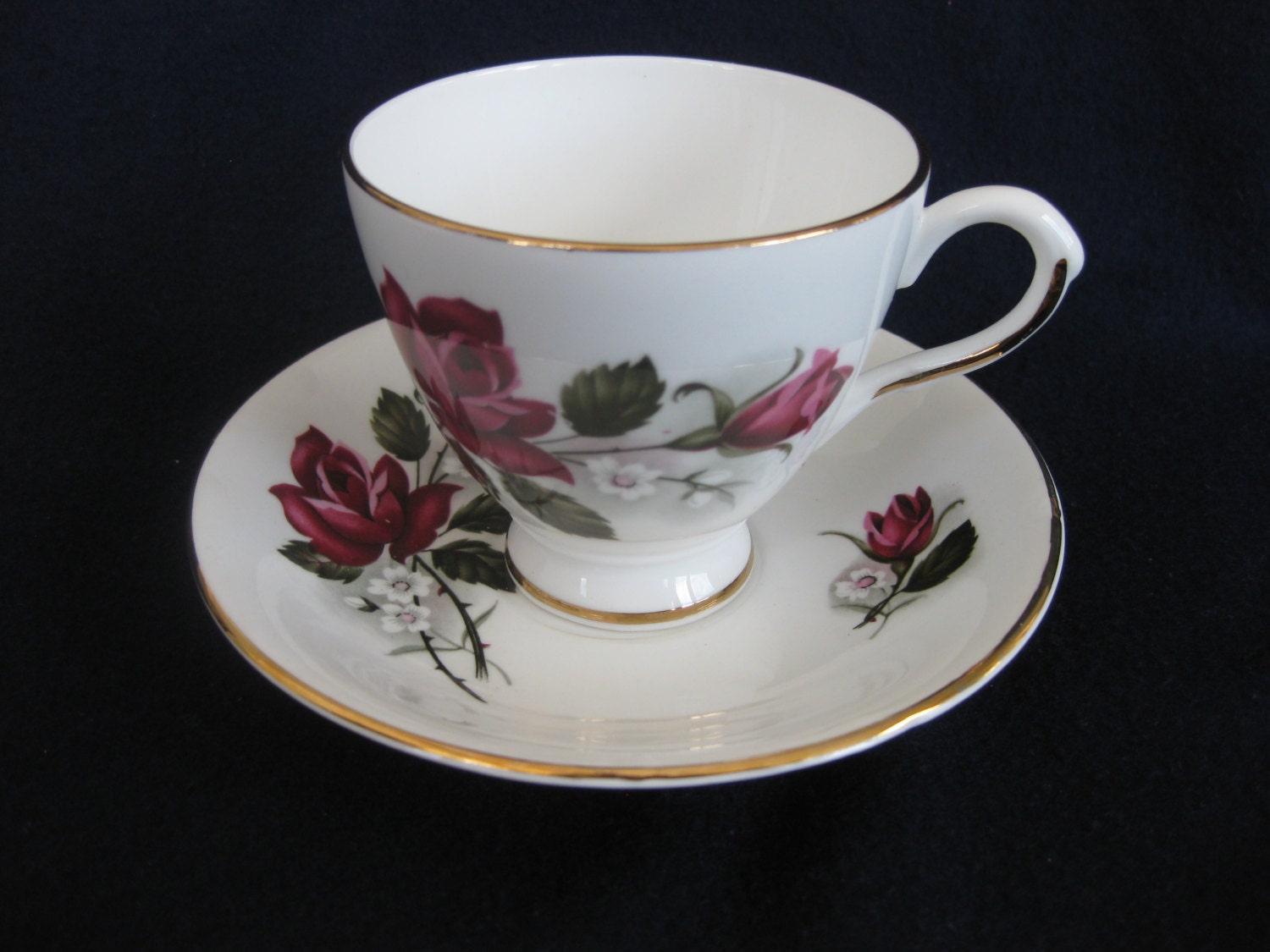 Lefton Bone China with Rose Pattern Teacup and Saucer