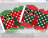 ON SALE 50 % OFF Owl Pillow Gift Box, Christmas Owl Treat Box, Diy, Printable Box Template, red, green, polka dot, set of 4, Pdf file insta Il_170x135