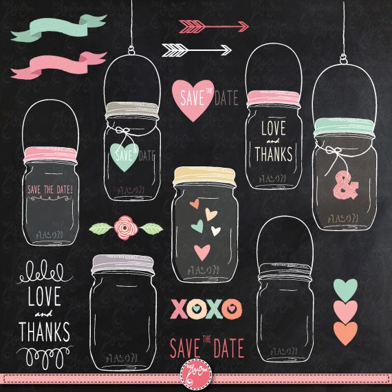 Chalkboard mason jars clipart: "CHALKBOARD MASON JARS ...