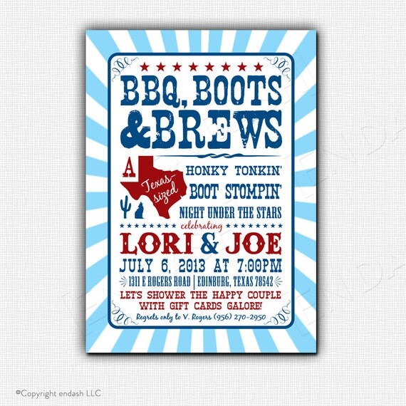 Items similar to BBQ BOOTS & BREWS Invites or Digital File on Etsy