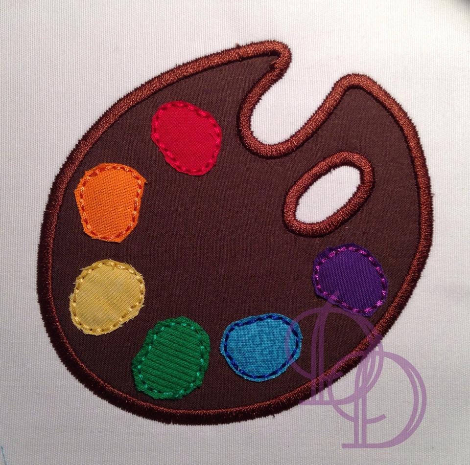 Paint Palette Applique Embroidery Design In Three Hoops Sizes