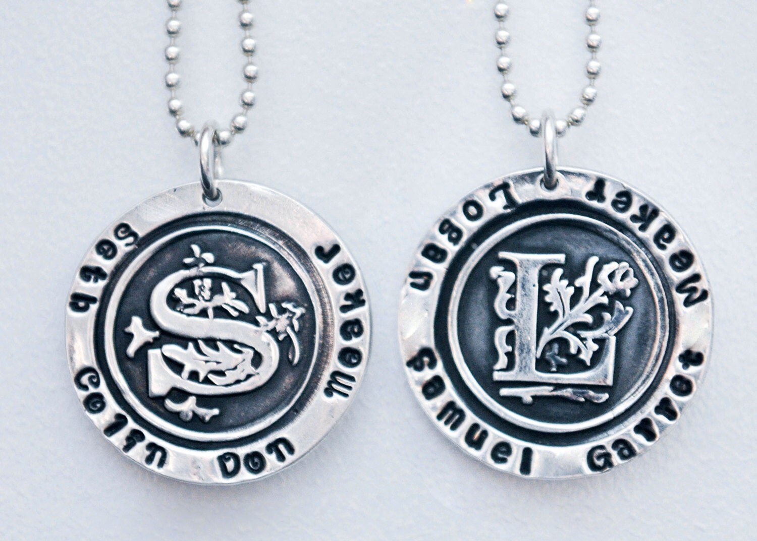Monogram Necklace with Children's Names Surrounding