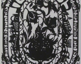 8 x 10 Blessing for the Home, paper-cut, wall hanging