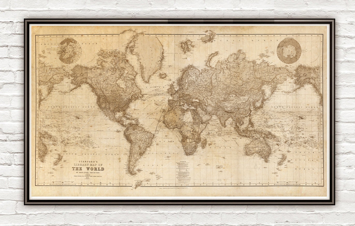 Beautiful World Map Vintage Atlas 1898 Mercator by OldCityPrints