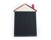 House shaped chalk board with chimney chalk holder