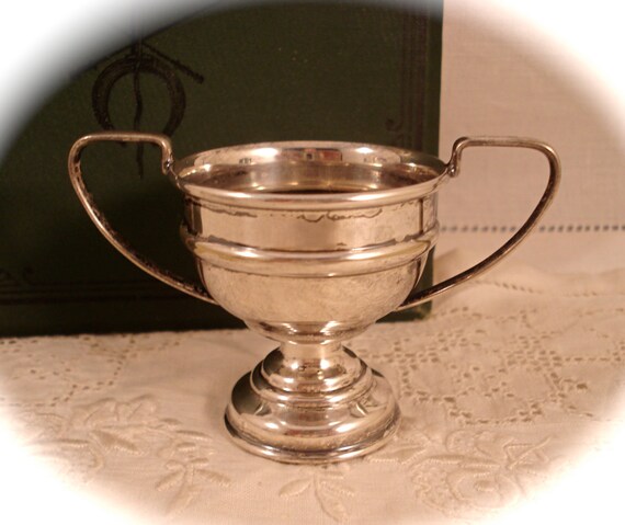 Small CUP loving Two Silver  vintage  cup Handle TROPHY  Vintage LOVING Plated Cup Loving trophy