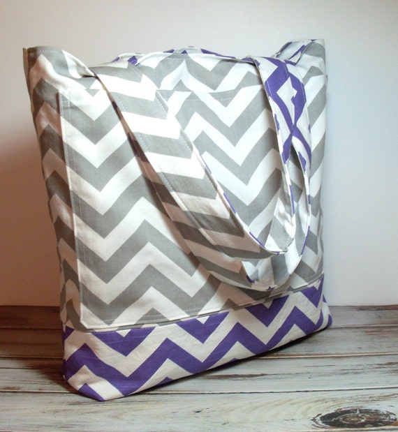 ... Chevron Tote, Beach Bag Canvas, Bridesmaid Totes, Vacation Tote Bag