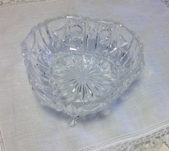 Crystal Footed Bowl Princess House Candy Dish Cut Glass Crystal Vintage