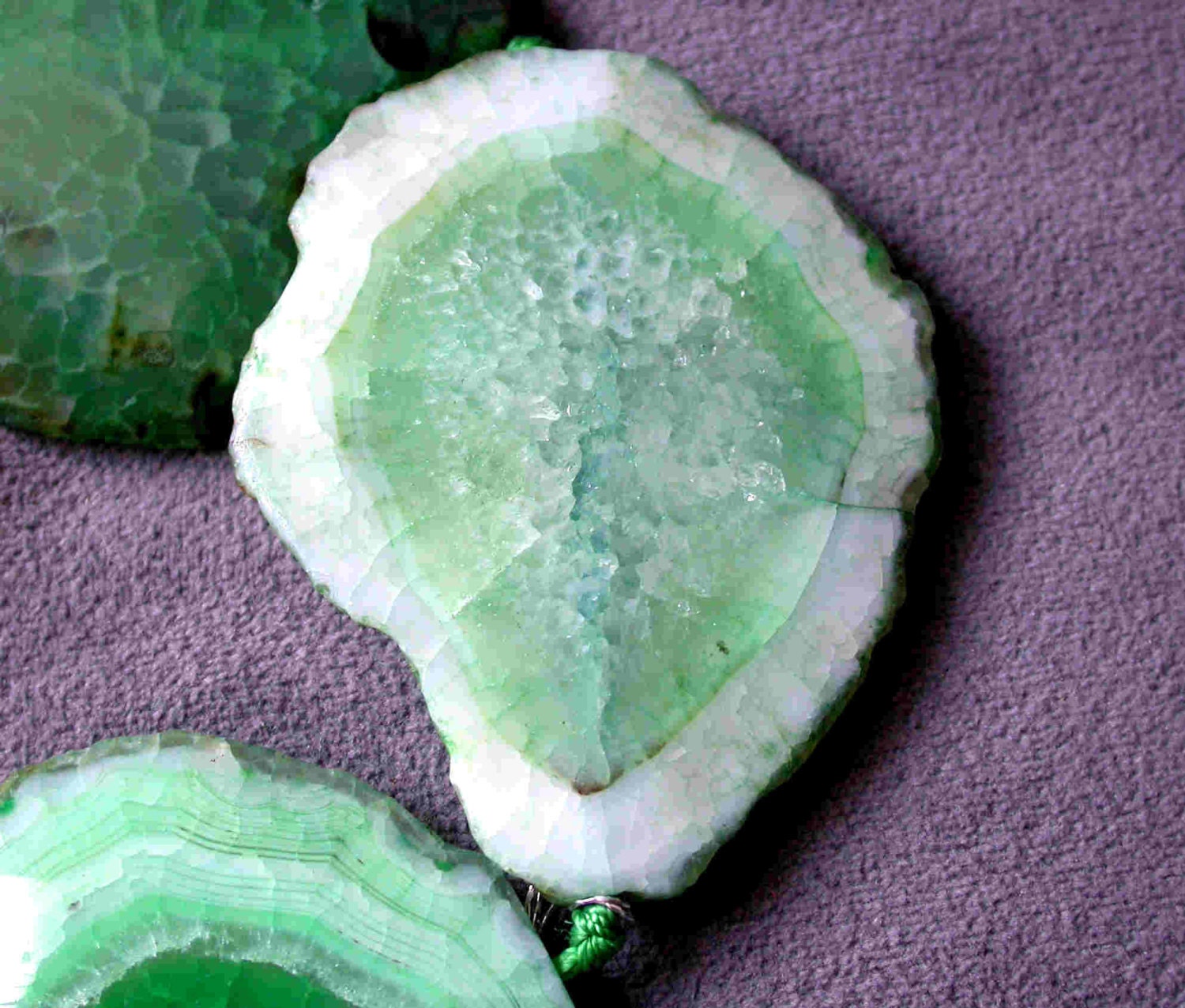 1pcs Large Drusy Green Agate Slice Rare Nature High Quality