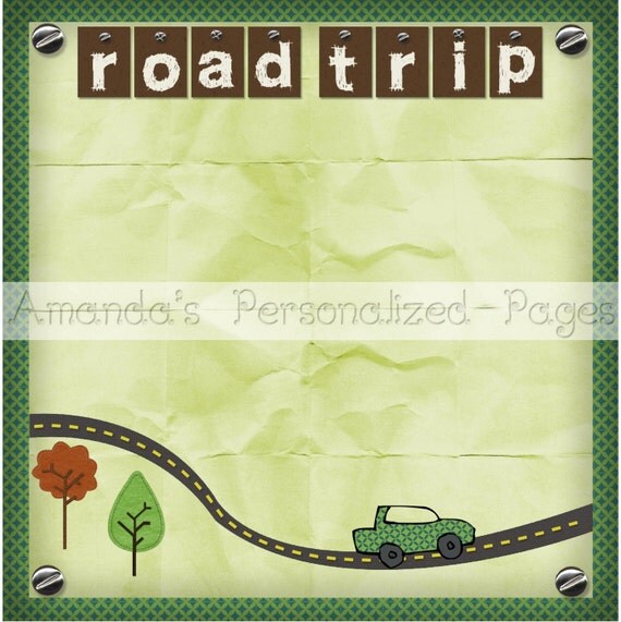 1 12x12 Personalized Scrapbook Paper Road Trip