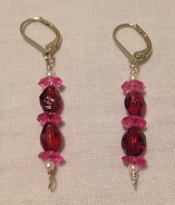 Items similar to Cherry Candy Oval Glass Earrings on Etsy