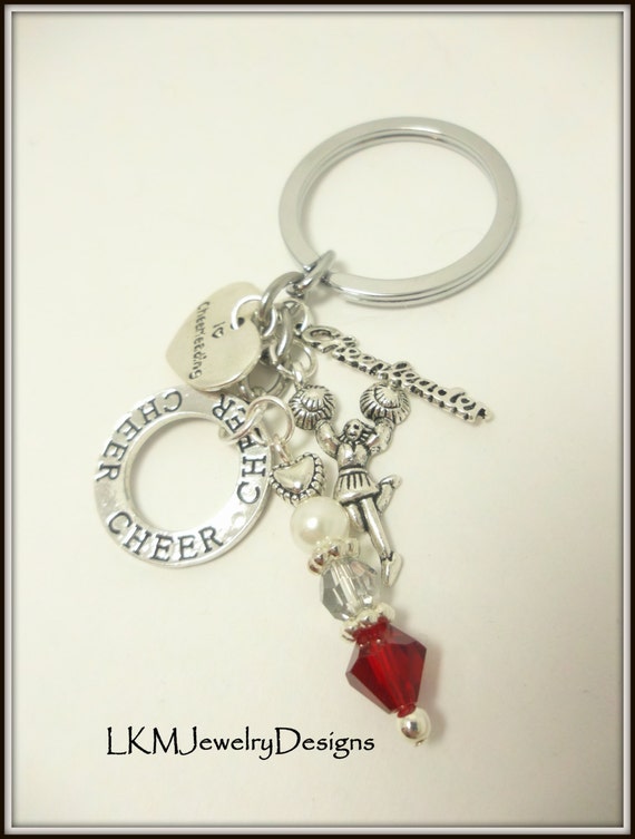 keychain pom cheer pom red, Keychain Cheerleading leader Cheer, Jewelry, Keyring Cheer Charms